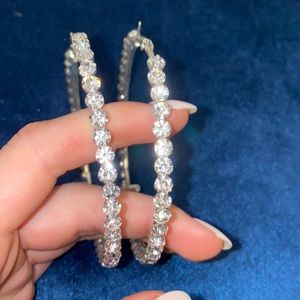 Faux Diamond Hoops Silver